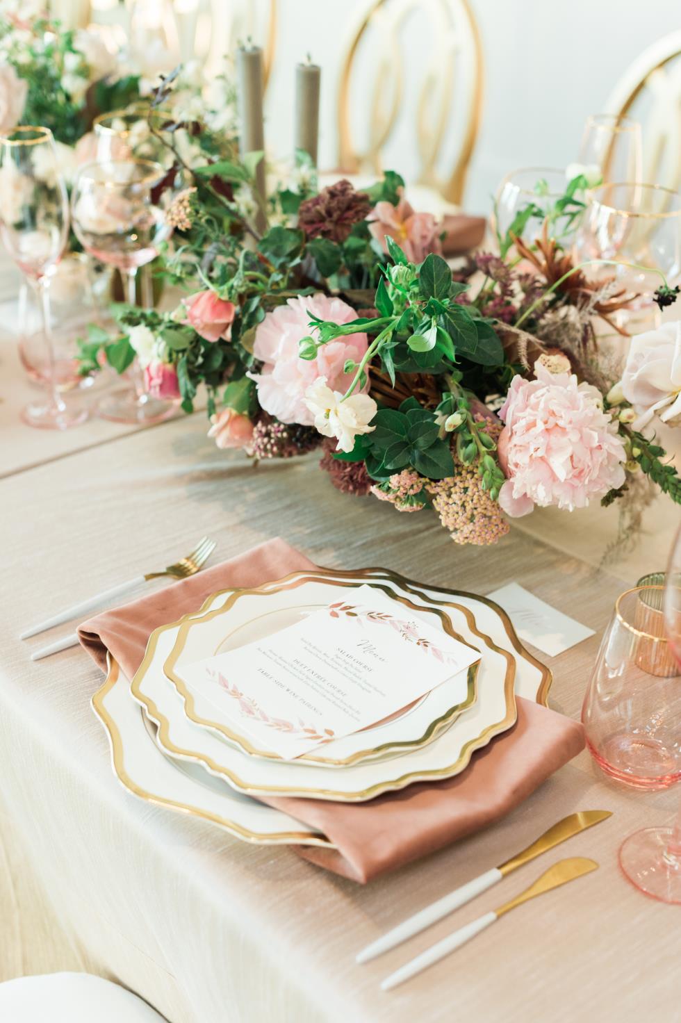 Elegant gold-rimmed place setting